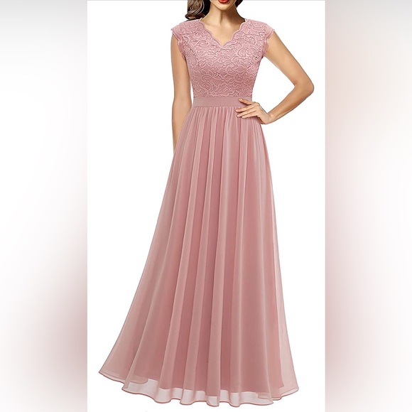 Dressystar Dresses & Skirts - NWT Dressystar Women V Neck Sleeveless Lace Bridesmaid Dress Wedding Party Gown